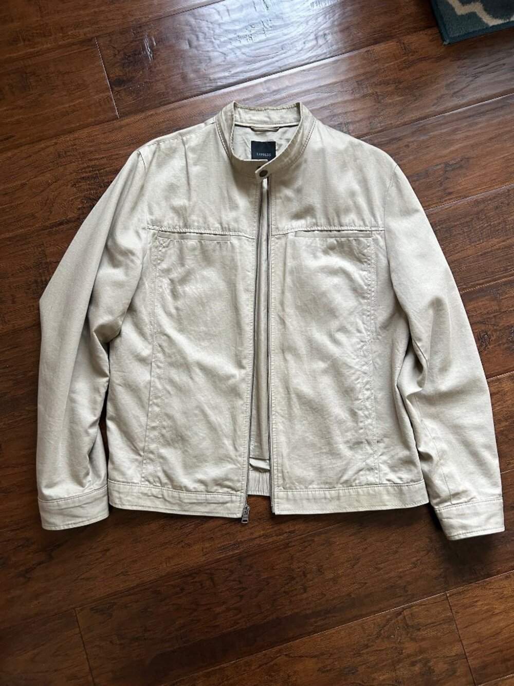 Express mens vintage moto style jacket tan beige khaki color size M medium